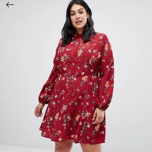 Floral Skater Shirt Dress Button Up